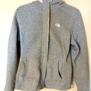 Gray The North Face jacket with white/cream fleece inside! Women’s Medium!